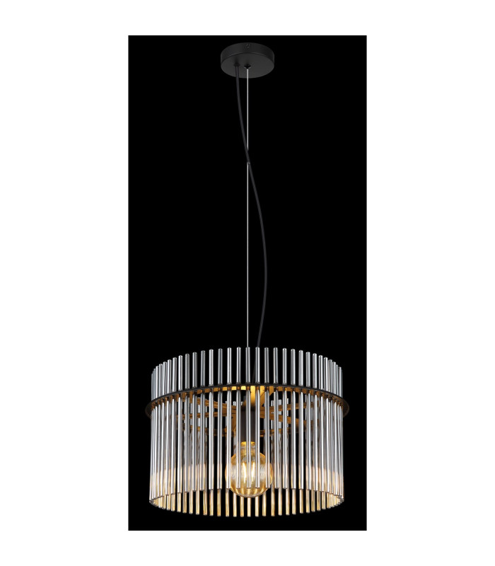 Gorley Pendant Ceiling Light Matt Black Smoke Glass Shade 1x E27-4