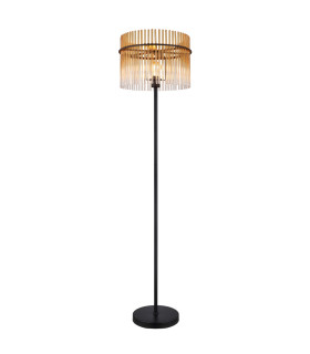 Gorley Glass Floor Lamp Matt Black Amber Glass Shade 1x E27-1