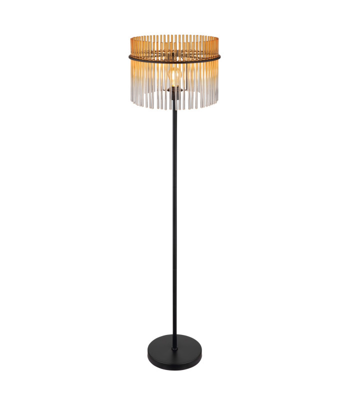 Gorley Glass Floor Lamp Matt Black Amber Glass Shade 1x E27-3