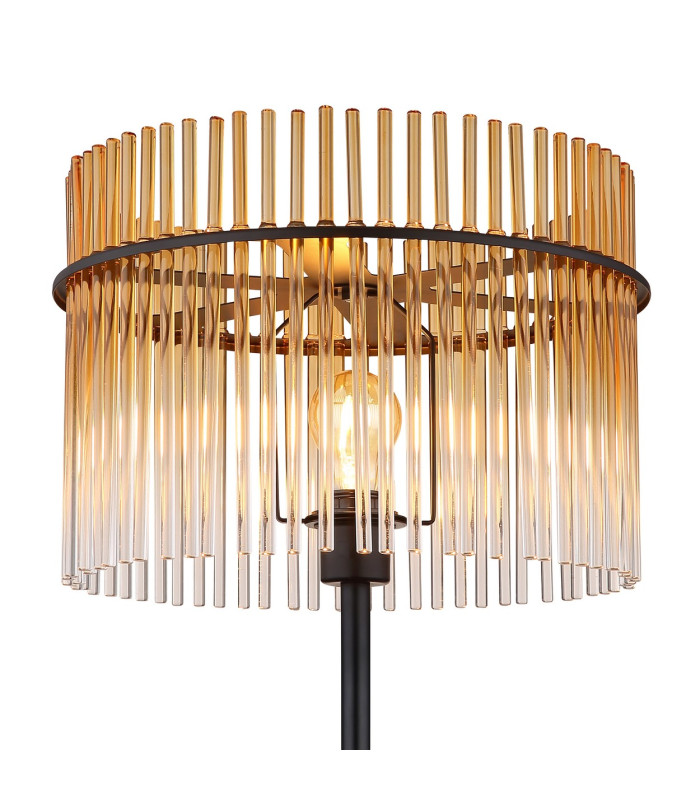 Gorley Glass Floor Lamp Matt Black Amber Glass Shade 1x E27-4