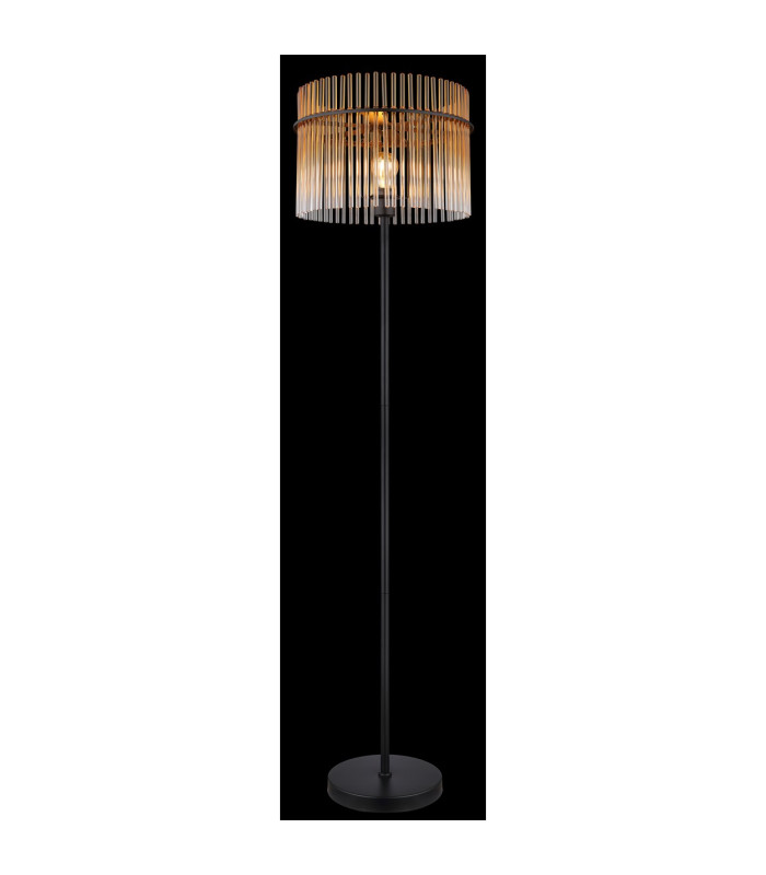 Gorley Glass Floor Lamp Matt Black Amber Glass Shade 1x E27-5