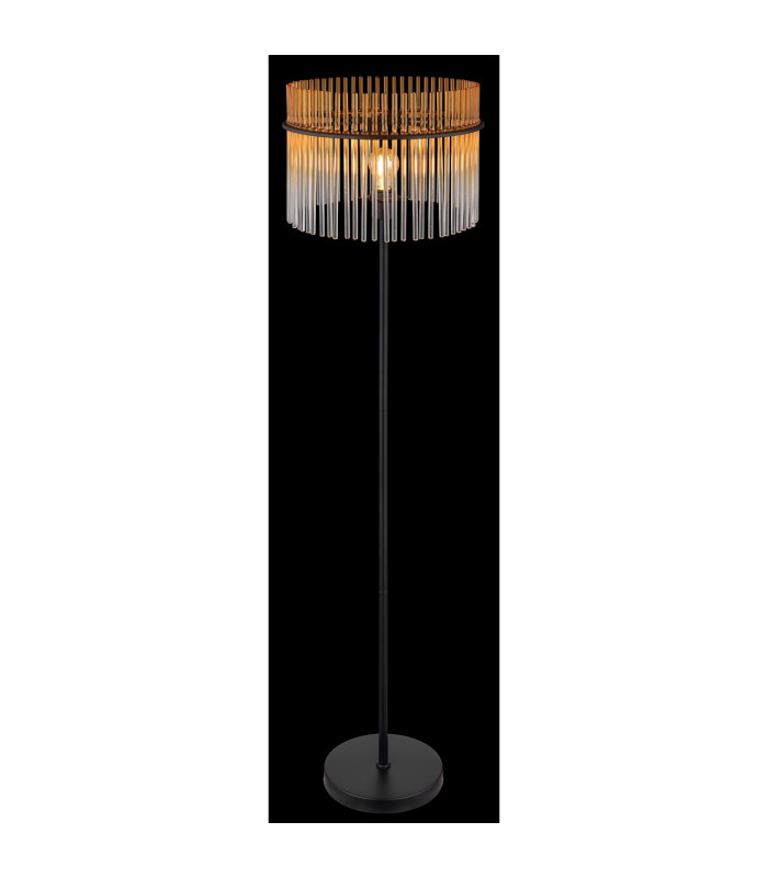 Gorley Glass Floor Lamp Matt Black Amber Glass Shade 1x E27-6