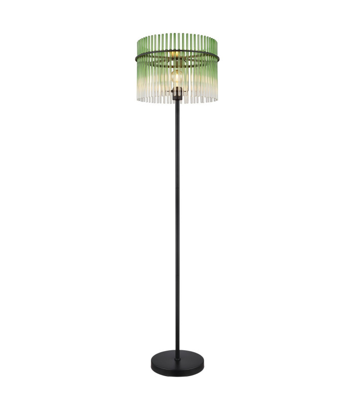 Gorley Glass Floor Lamp Matt Black Green Glass Shade 1x E27-1