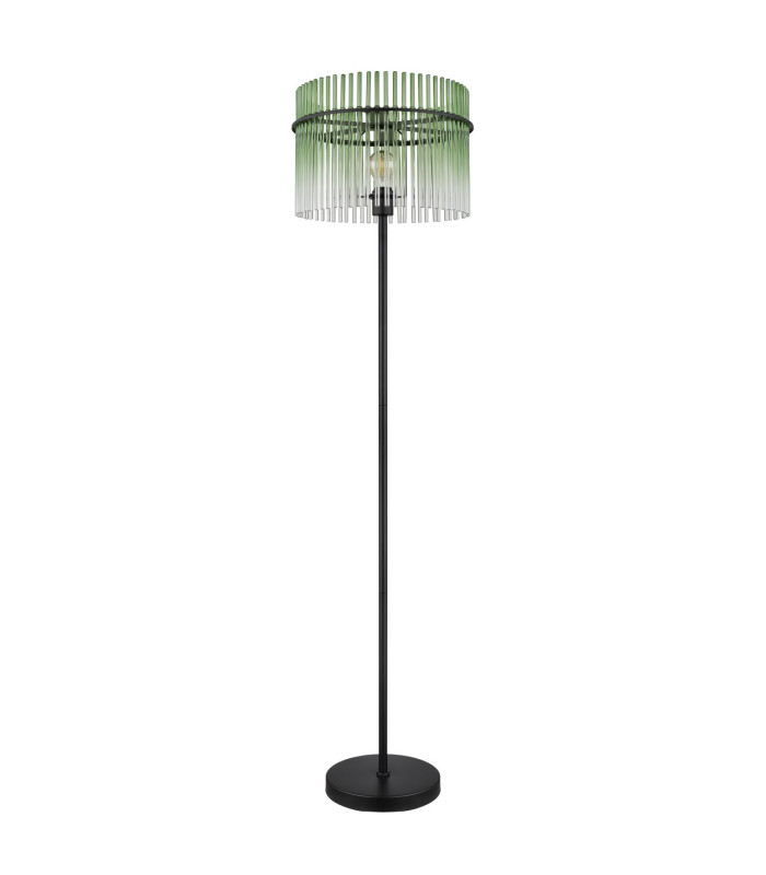 Gorley Glass Floor Lamp Matt Black Green Glass Shade 1x E27-2