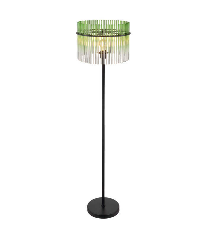 Gorley Glass Floor Lamp Matt Black Green Glass Shade 1x E27-3