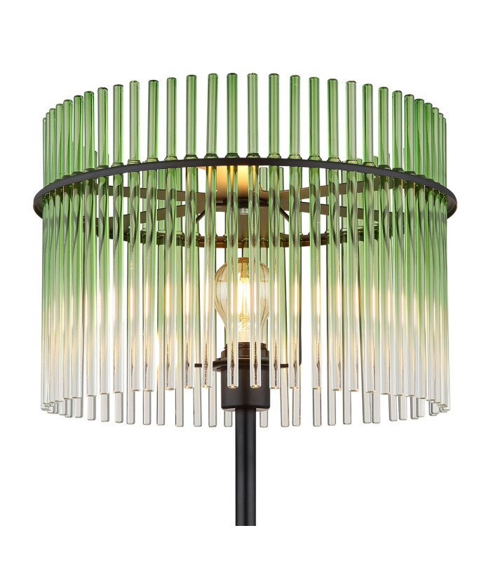Gorley Glass Floor Lamp Matt Black Green Glass Shade 1x E27-4