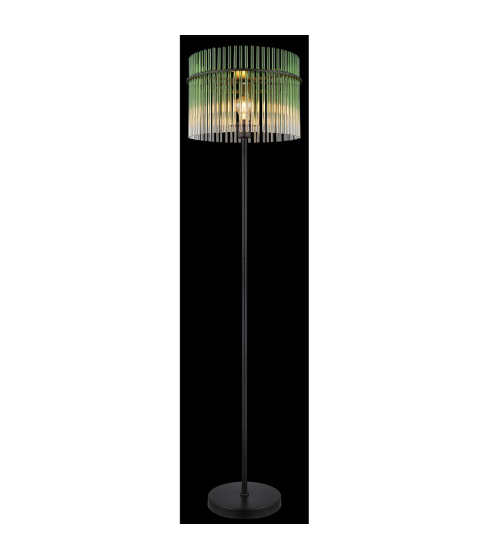 Gorley Glass Floor Lamp Matt Black Green Glass Shade 1x E27-5