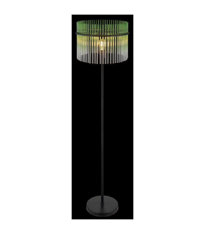 Gorley Glass Floor Lamp Matt Black Green Glass Shade 1x E27-6