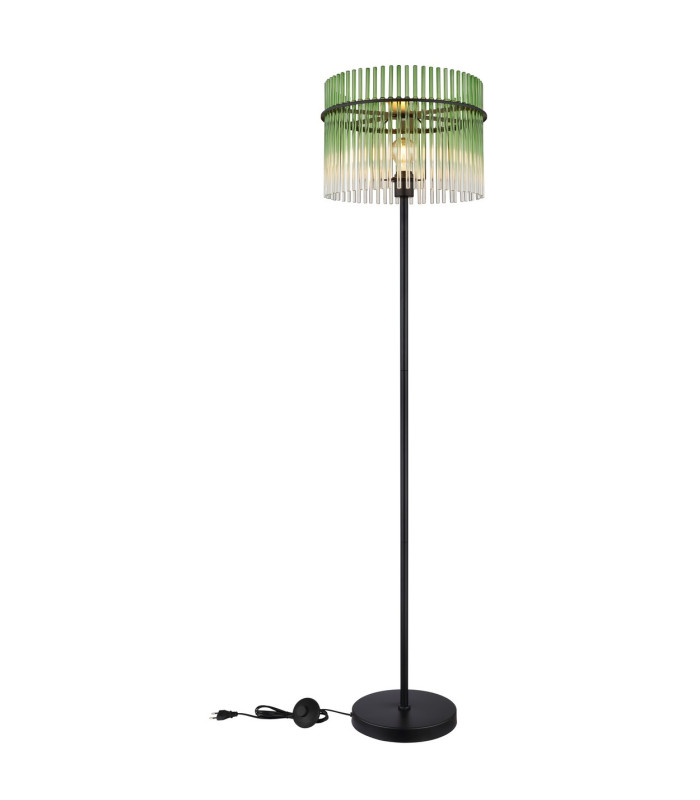 Gorley Glass Floor Lamp Matt Black Green Glass Shade 1x E27-7