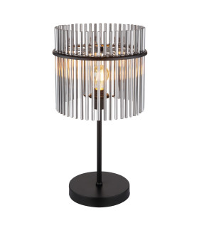 Gorley Glass Table Lamp Matt Black Smoke Glass Shade 1x E27-1