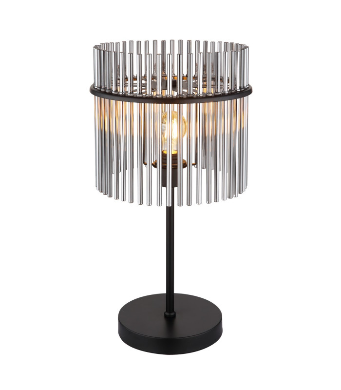 Gorley Glass Table Lamp Matt Black Smoke Glass Shade 1x E27-1
