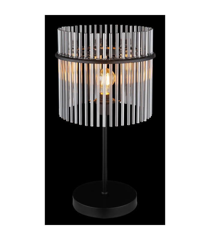 Gorley Glass Table Lamp Matt Black Smoke Glass Shade 1x E27-4