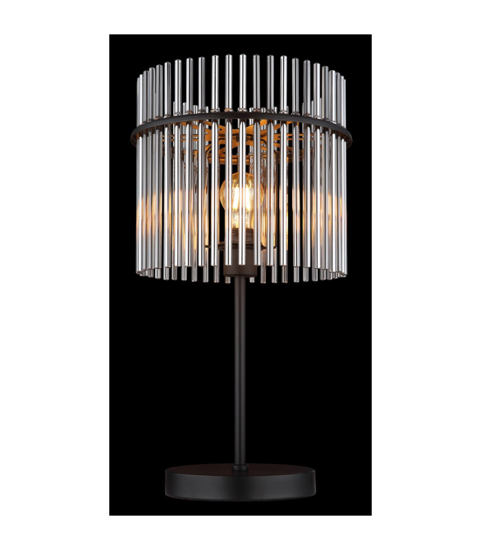 Gorley Glass Table Lamp Matt Black Smoke Glass Shade 1x E27-5
