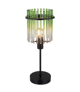 Gorley Glass Table Lamp Matt Black Green Glass Shade 1x E14-1