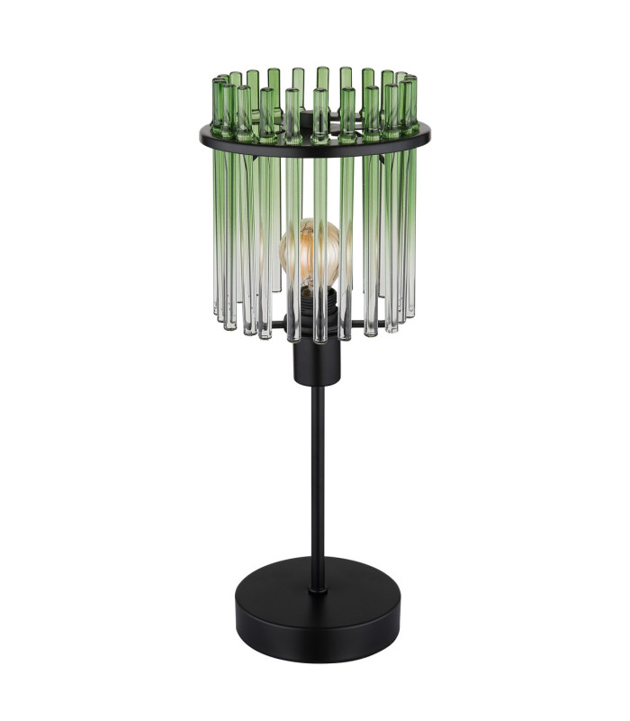 Gorley Glass Table Lamp Matt Black Green Glass Shade 1x E14-2