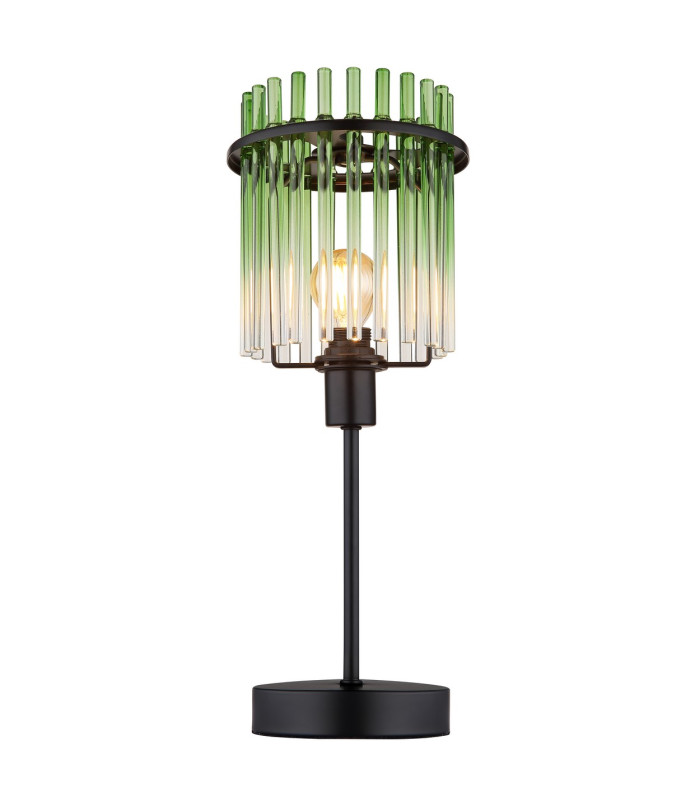 Gorley Glass Table Lamp Matt Black Green Glass Shade 1x E14-3