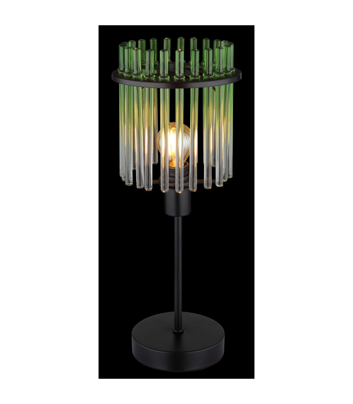 Gorley Glass Table Lamp Matt Black Green Glass Shade 1x E14-4