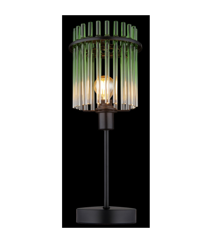Gorley Glass Table Lamp Matt Black Green Glass Shade 1x E14-5