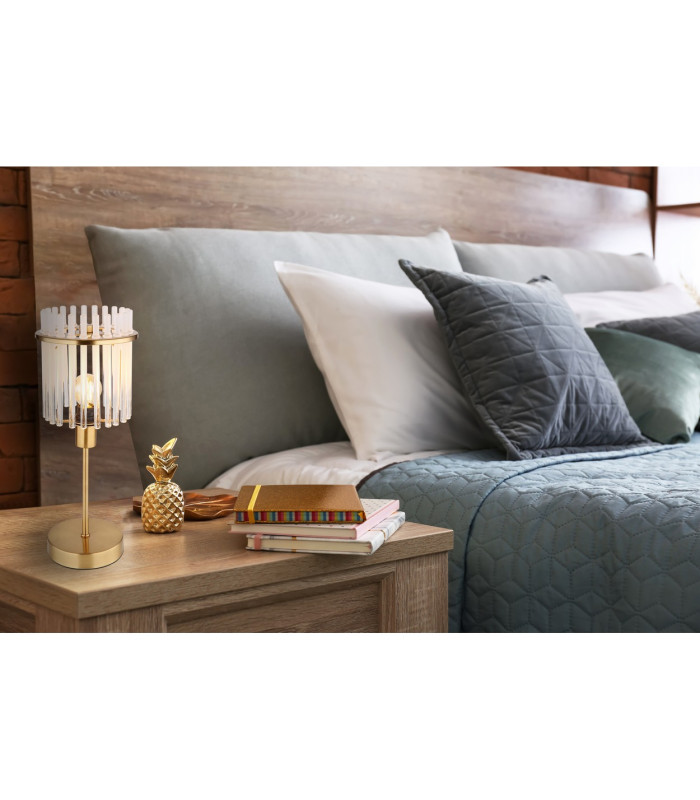 Gorley Glass Table Lamp Gold Colours Matt Opal Glass Shade 1x E14-7
