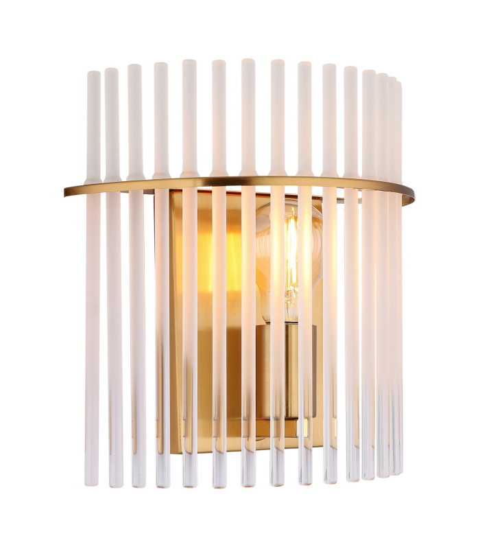 Gorley Wall Lamp Gold Colours Matt Opal Glass Shade 1x E27-1