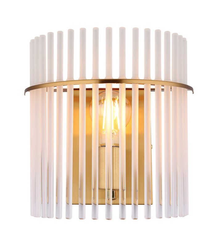 Gorley Wall Lamp Gold Colours Matt Opal Glass Shade 1x E27-3