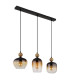 Commy Bar Pendant Ceiling Light Matt Black Smoke Glass Shade 3x E27-2