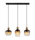 Commy Bar Pendant Ceiling Light Matt Black Smoke Glass Shade 3x E27-3