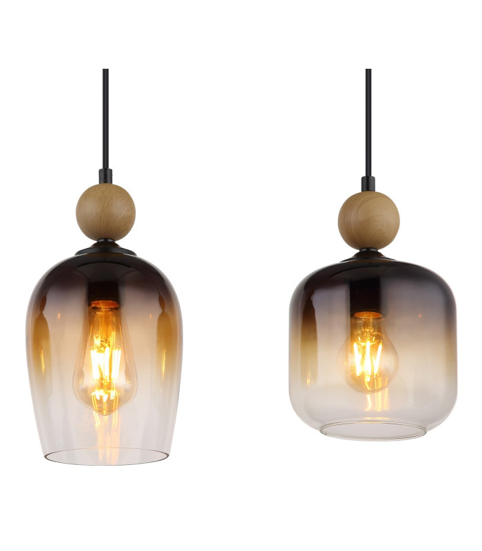 Commy Bar Pendant Ceiling Light Matt Black Smoke Glass Shade 3x E27-4