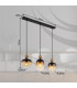Commy Bar Pendant Ceiling Light Matt Black Smoke Glass Shade 3x E27-11