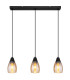 Reid Bar Pendant Ceiling Light Matt Black Amber Glass Shade 3x E27-3