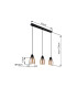 Reid Bar Pendant Ceiling Light Matt Black Amber Glass Shade 3x E27-8