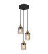 Reid Cluster Pendant Ceiling Light Matt Black Smoke Glass Shade 3x E27-1
