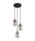 Reid Cluster Pendant Ceiling Light Matt Black Smoke Glass Shade 3x E27-2