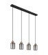 Reid Bar Pendant Ceiling Light Matt Black Smoke Glass Shade 4x E27-2
