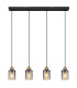 Reid Bar Pendant Ceiling Light Matt Black Smoke Glass Shade 4x E27-3