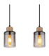Reid Bar Pendant Ceiling Light Matt Black Smoke Glass Shade 4x E27-4