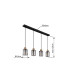 Reid Bar Pendant Ceiling Light Matt Black Smoke Glass Shade 4x E27-6