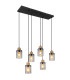 Reid Cluster Pendant Ceiling Light Matt Black Smoke Glass Shade 6x E27-1