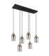 Reid Cluster Pendant Ceiling Light Matt Black Smoke Glass Shade 6x E27-2