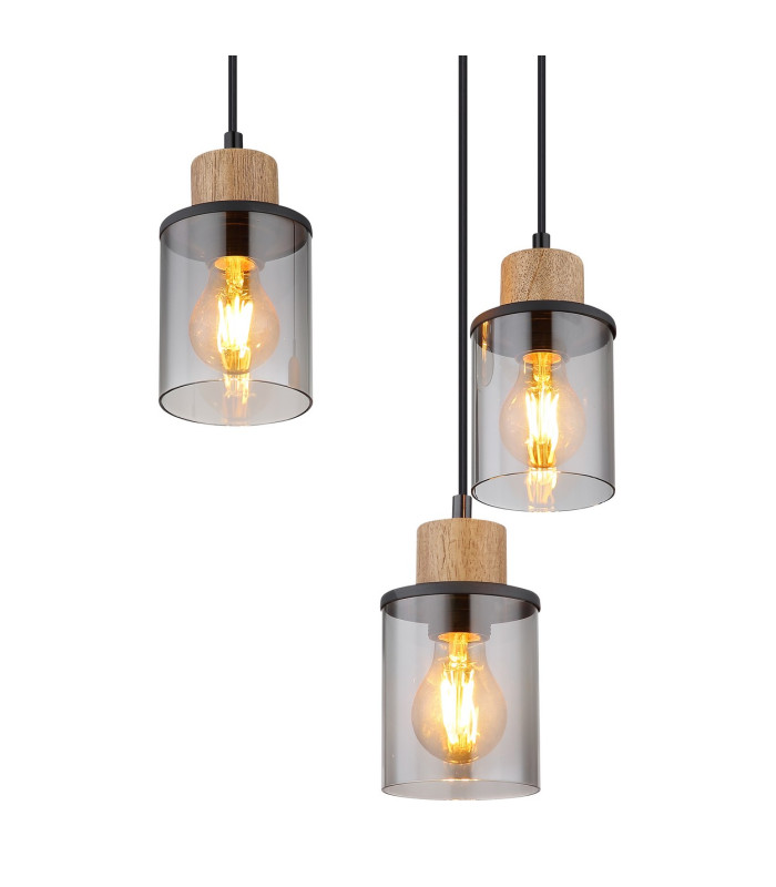 Reid Cluster Pendant Ceiling Light Matt Black Smoke Glass Shade 6x E27-4