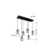 Reid Cluster Pendant Ceiling Light Matt Black Smoke Glass Shade 6x E27-6