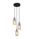 Lidaria Cluster Pendant Ceiling Light Matt Black Smoke Glass Shade 3x E27-1