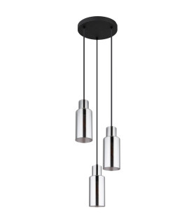Lidaria Cluster Pendant Ceiling Light Matt Black Smoke Glass Shade 3x E27-2