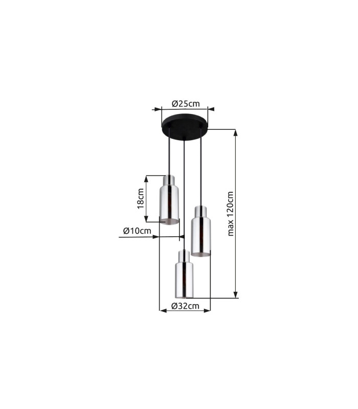 Lidaria Cluster Pendant Ceiling Light Matt Black Smoke Glass Shade 3x E27-5