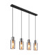 Lidaria Bar Pendant Ceiling Light Matt Black Smoke Glass Shade 4x E27-1