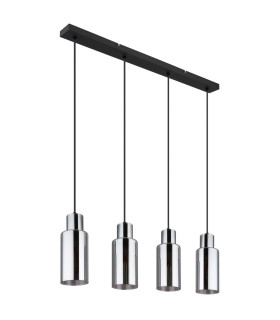 Lidaria Bar Pendant Ceiling Light Matt Black Smoke Glass Shade 4x E27-2