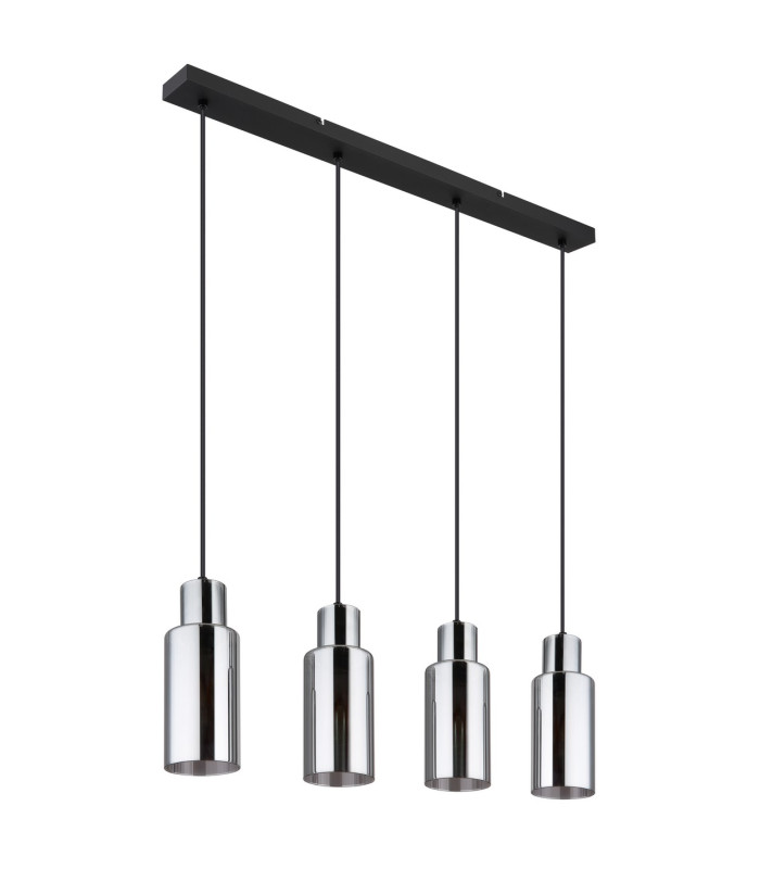 Lidaria Bar Pendant Ceiling Light Matt Black Smoke Glass Shade 4x E27-2