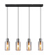 Lidaria Bar Pendant Ceiling Light Matt Black Smoke Glass Shade 4x E27-3