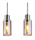 Lidaria Bar Pendant Ceiling Light Matt Black Smoke Glass Shade 4x E27-4
