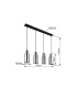 Lidaria Bar Pendant Ceiling Light Matt Black Smoke Glass Shade 4x E27-6